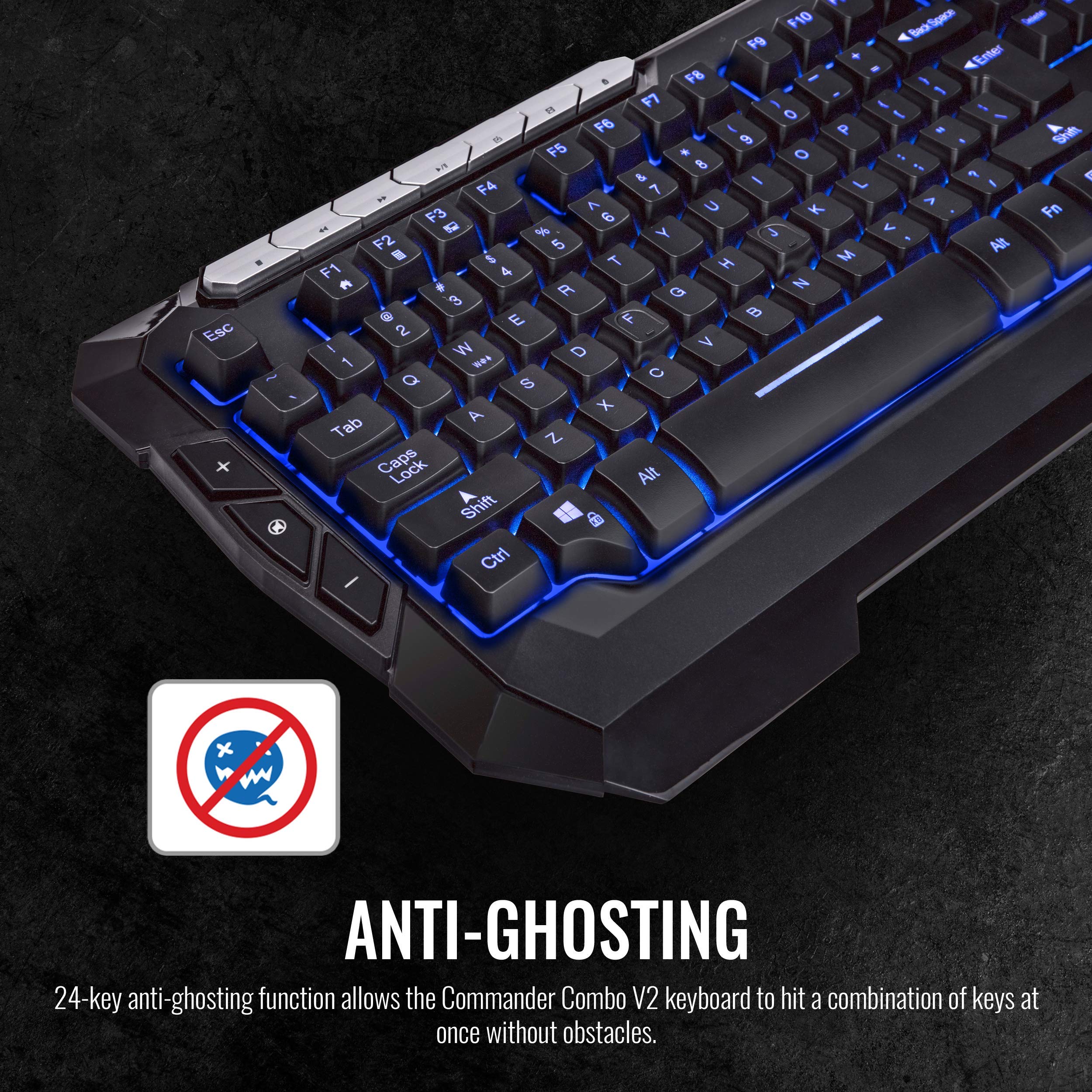 Thermaltake Tt Esports Commander Combo V2, Gaming Keyboard and Gaming Mouse with 2500 DPI, 3 Color Back Lights and Lighting Effect, CM-CMC-WLXXMB-US - Image 4